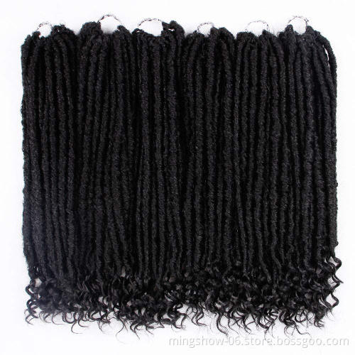 Wholesale crochet hair vendors pre - looped goddess locs crochet braids crochet braid hair faux locs with curly ends wavy faux